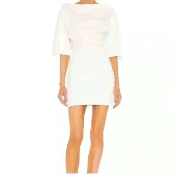 IRO Womens Palmero 3/4 Sleeve Boat Neck Mini Dress in White. Size Small - Picture 4 of 13